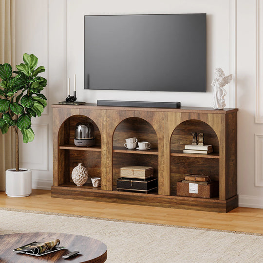 Farmhouse TV Stand for Tvs up to 65 Inches, Farmhouse Entertainment Center with Storage