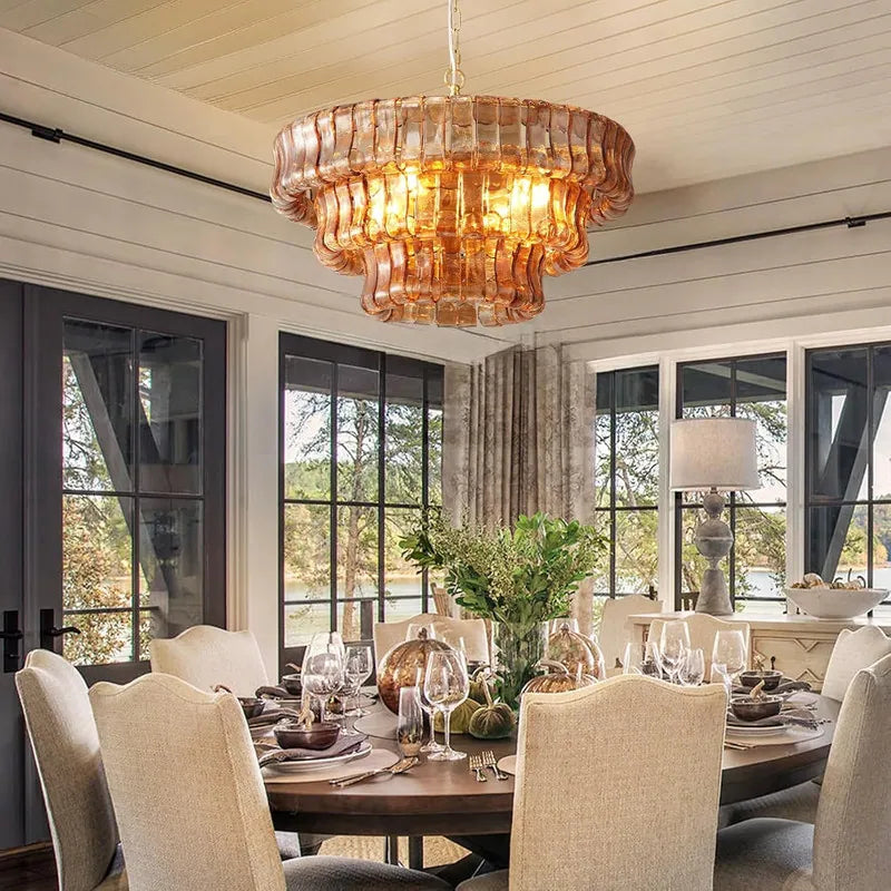 36In-67.4 In. 6-Lights Gold Crystal Drum Chandelier