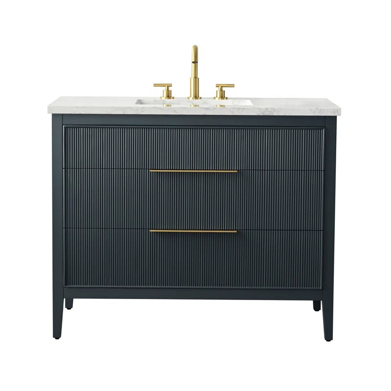Bilroy Egremt 42'' Single Bathroom Vanity with Engineered Stone Top