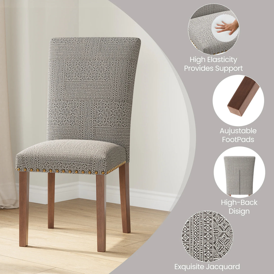 RENEWLINE Dining Chairs, Fabric with Nailhead Trim and Wood Legs