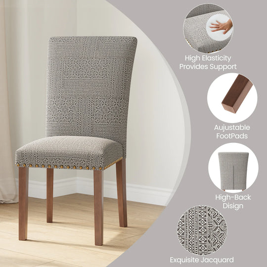 RENEWLINE Dining Chairs, Fabric with Nailhead Trim and Wood Legs