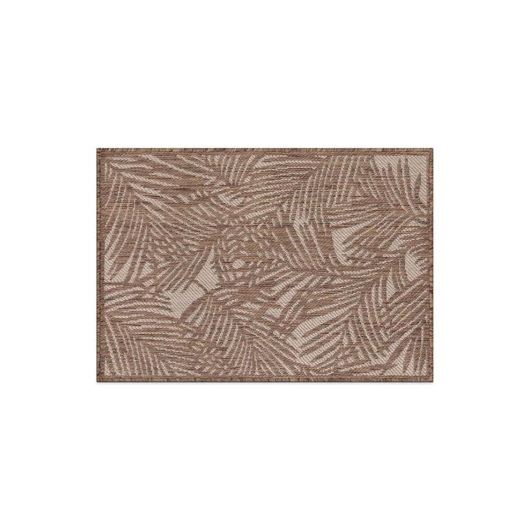 Contemporary Palm Leaf Textured Flat Weave Indoor/Outdoor Area Rug