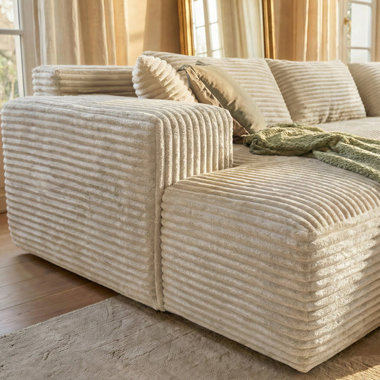 Oversized Modular Sectional Sofa, No Assembly Required, Corduroy Fabric, Deep Seat Cloud Couch with Chaise Foam Sofa