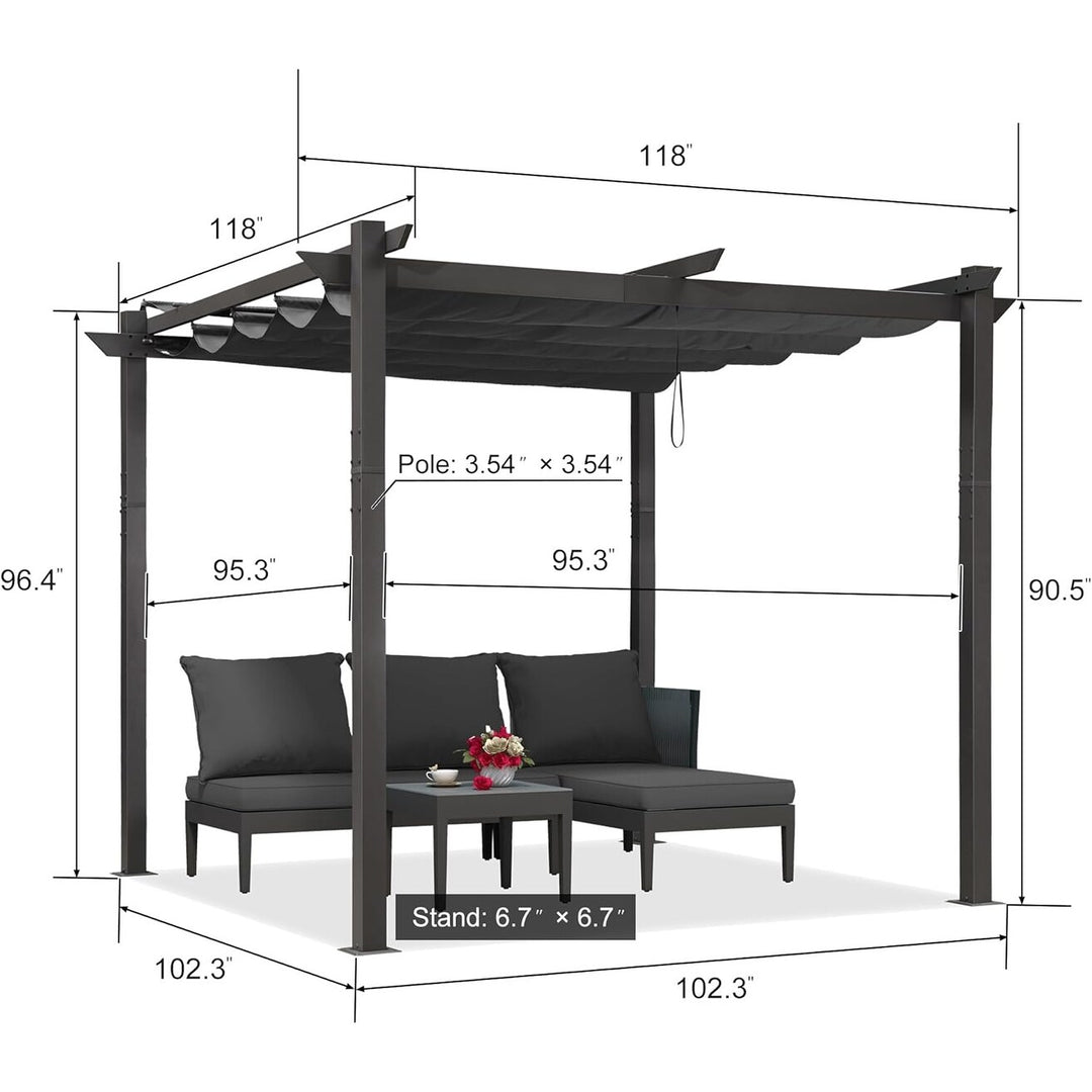 Gazebo Outdoor Retractable White Heavy-Duty Aluminum Pergola with Extra Top Roof