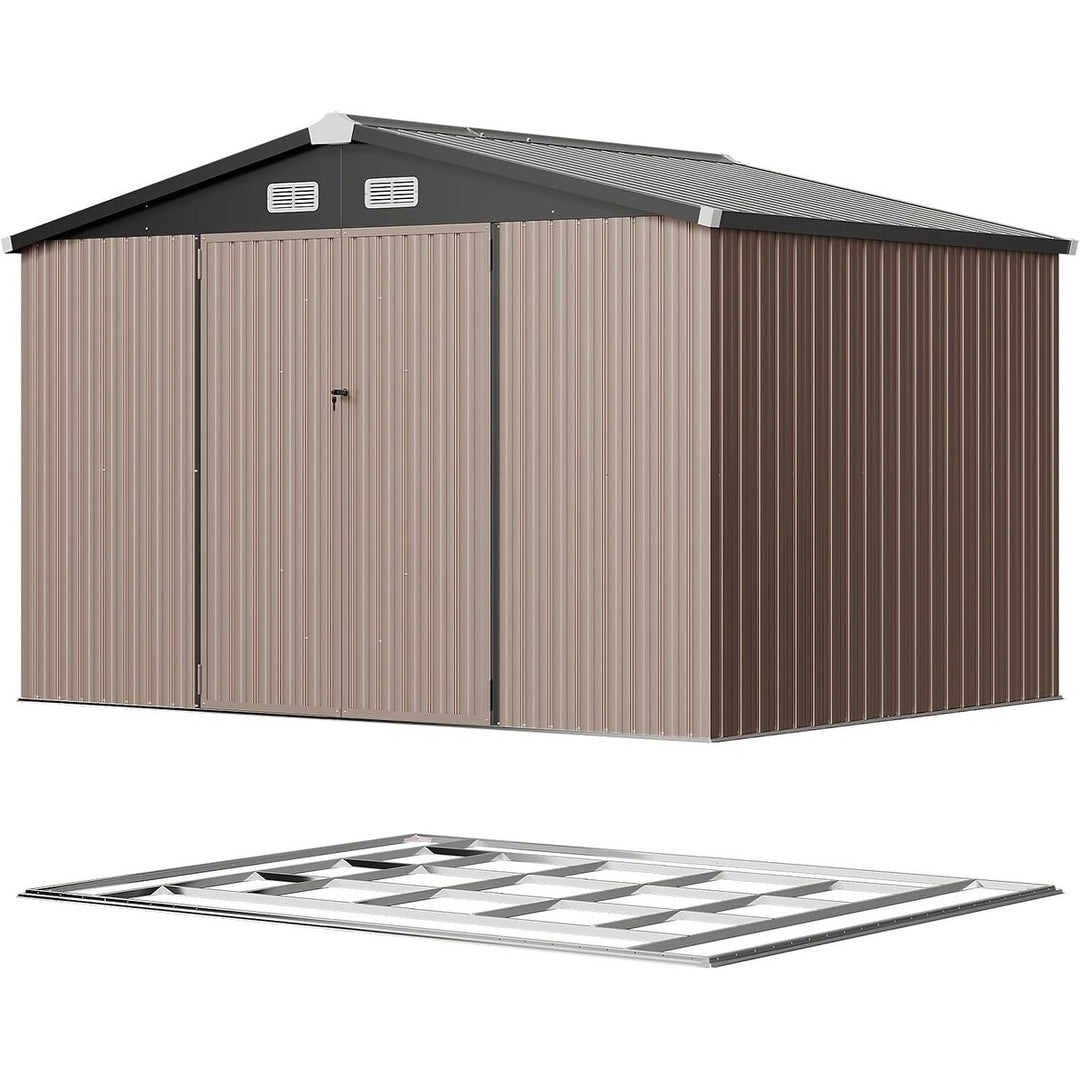 Outdoor Metal Storage Shed with Subfloor Channels ,Lockable Door, Vents for Patio