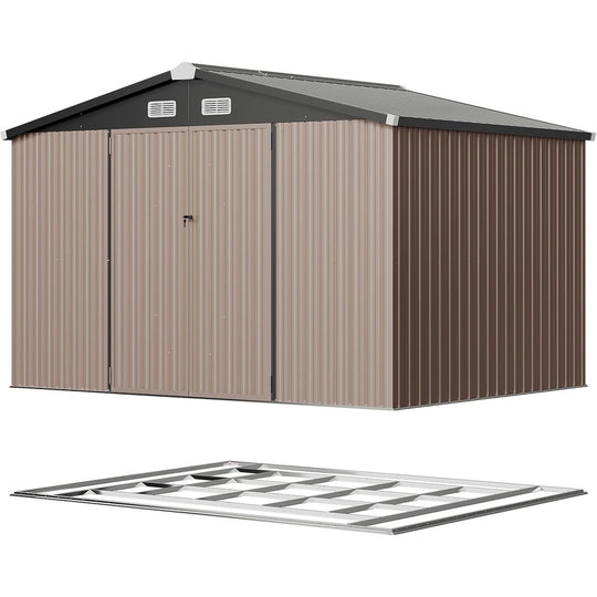 Outdoor Metal Storage Shed with Subfloor Channels ,Lockable Door, Vents for Patio