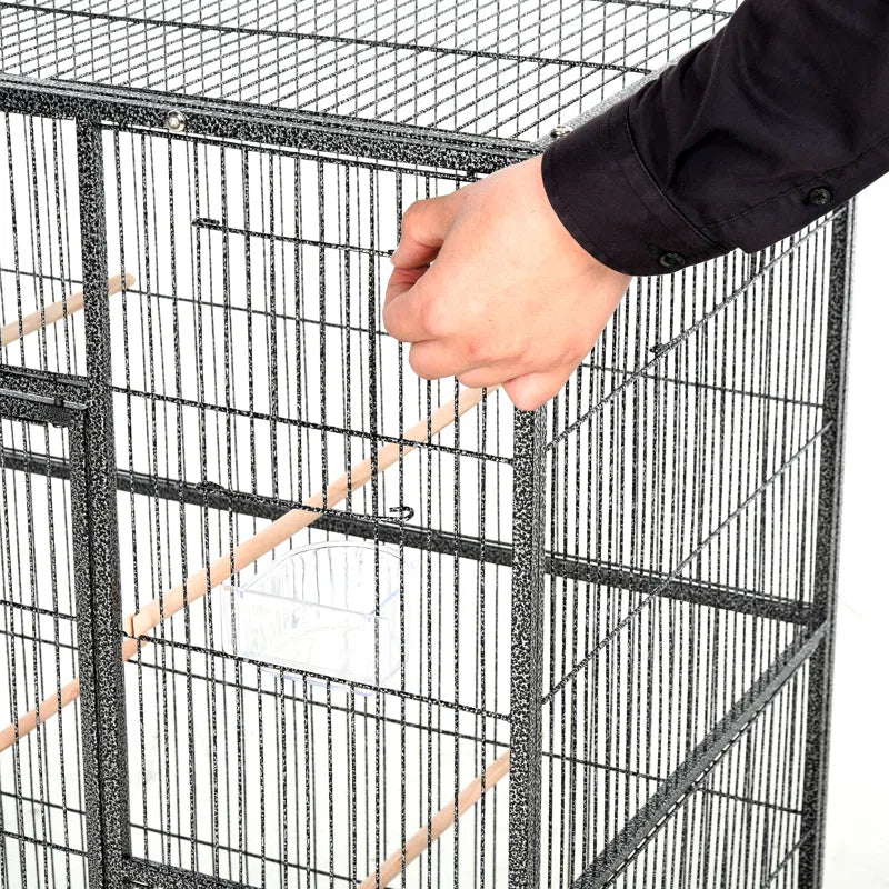 Sydnee 64.25'' Steel Flat Top Floor Bird Cage with Wheels