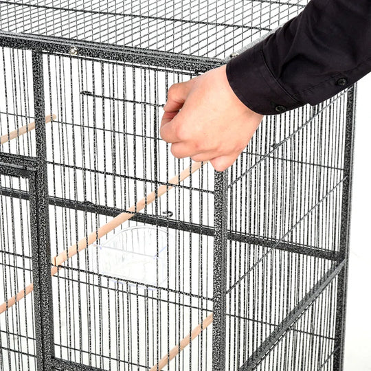 Sydnee 64.25'' Steel Flat Top Floor Bird Cage with Wheels