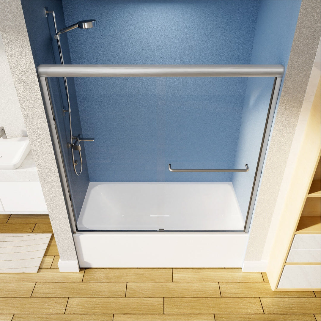 55-59" W X 56" H Bath Tub Semi-Frameless Sliding Shower Door