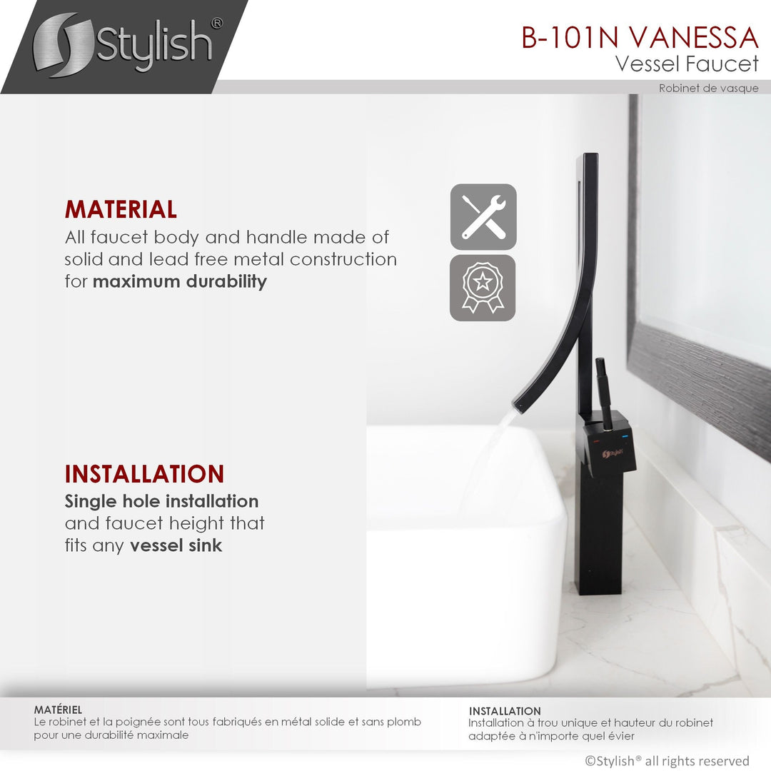 Single Handle Bathroom Faucet for Single Hole Brass Vessel Mixer Tap - Faucet Height: 17 1/2" Spout Height: 8"
