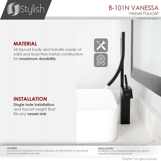 Single Handle Bathroom Faucet for Single Hole Brass Vessel Mixer Tap - Faucet Height: 17 1/2" Spout Height: 8"