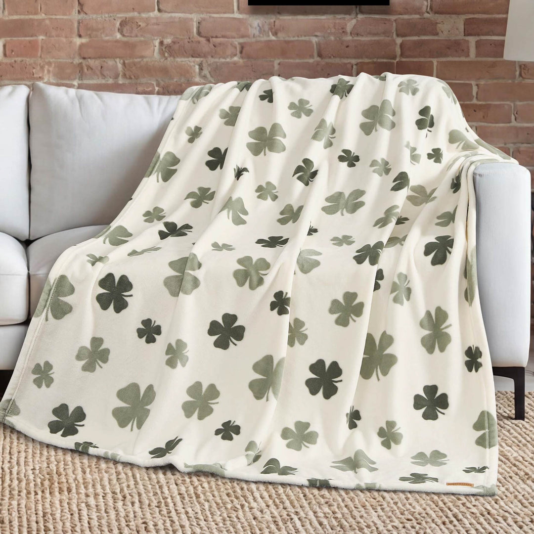 Lucky Clovers Plush Throw Blankets