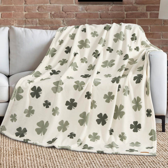 Lucky Clovers Plush Throw Blankets