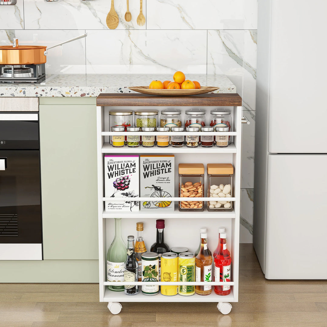 Slim Storage Cart, Rolling Narrow Kitchen Cart on Wheels