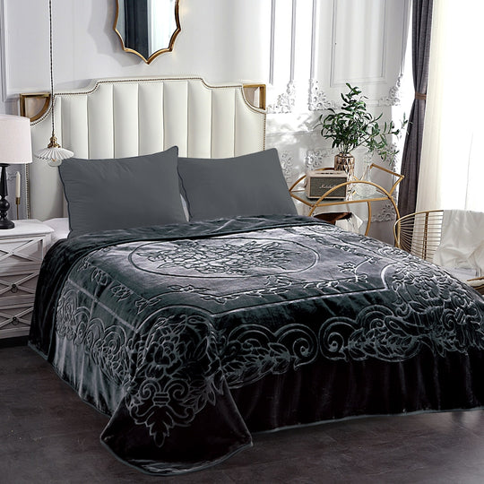 Embossed Floral Bed Blanket 85"X95" - 9Lbs