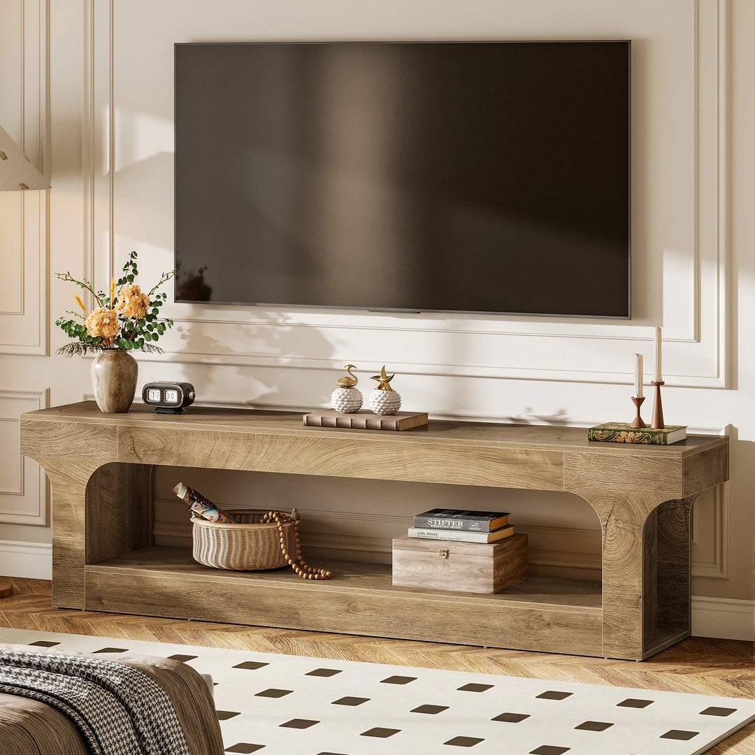 63 Inch Long TV Stand for 55/60/65/75-Inch Tvs, 2-Tier TV Console - 13.77" D X 63" W X 20.47" H