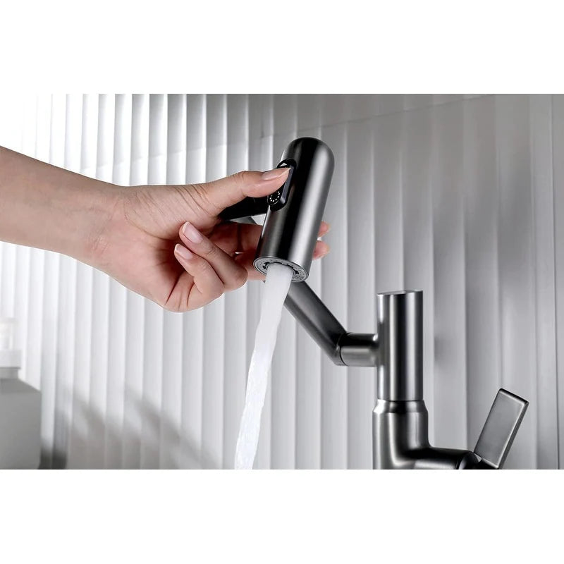 Rotatable Bathroom Faucet with Temperature Display in Fahrenheit (Batteries-Free), BF2204