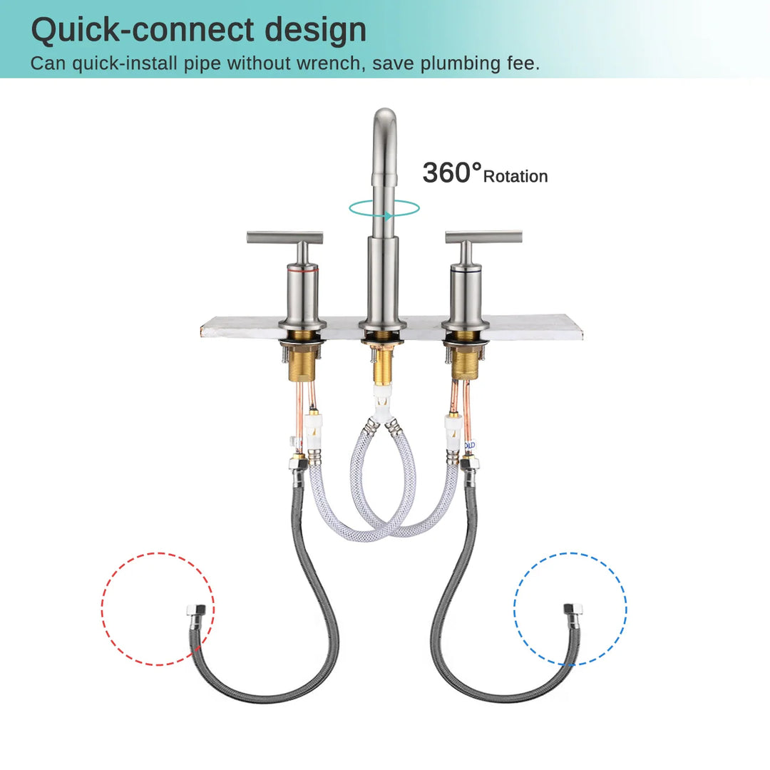 8 Inch Luxury Widespread Bathroom Sink Faucet with Pop-Up Drain