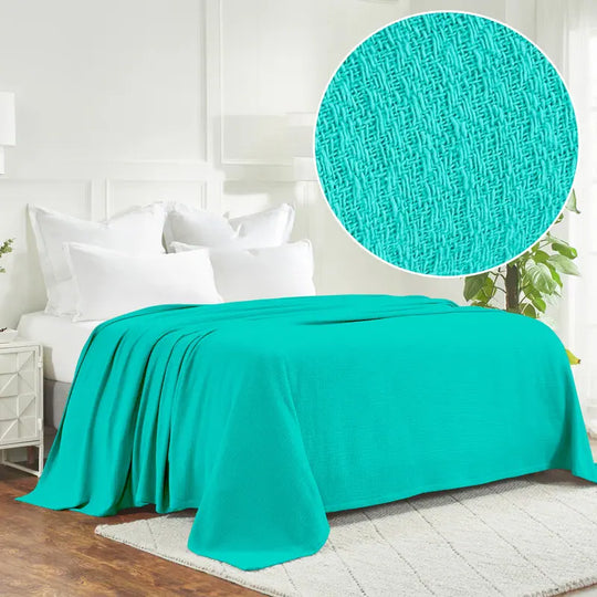 Waffle Weave Honeycomb Knit Soft Cotton Blanket