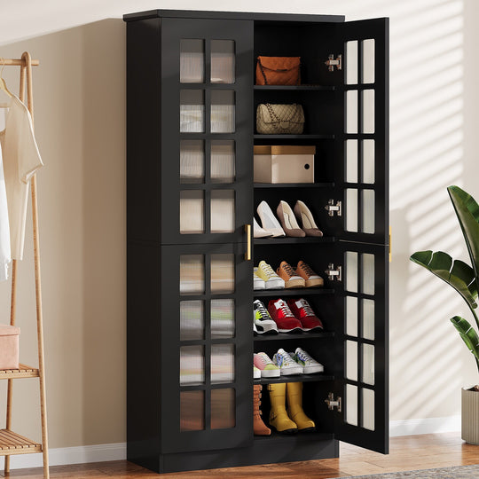 9-Tier Shoe Cabinet with Adjustable Shelves and Doors (71 Inches)