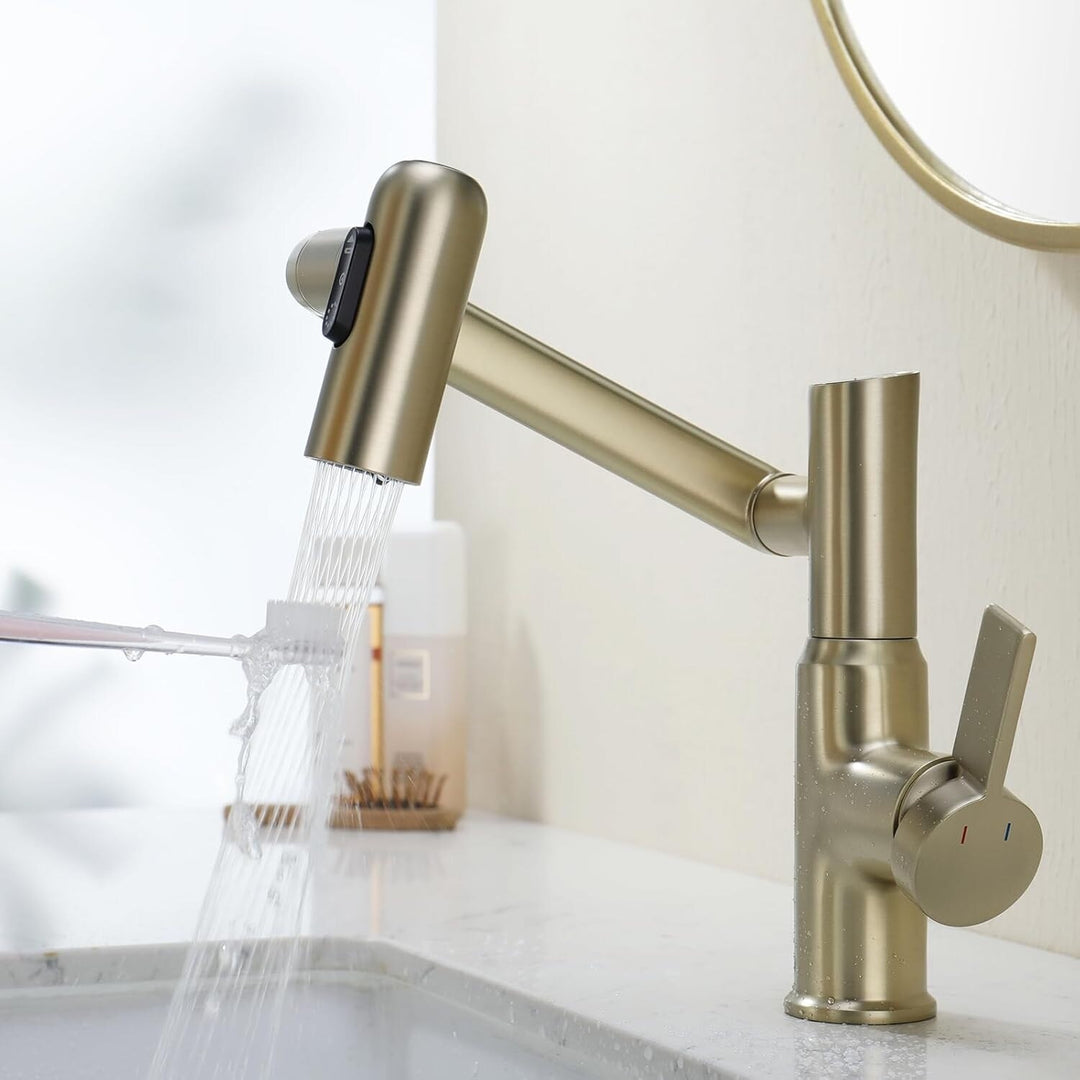 Rotatable Bathroom Faucet with Temperature Display in Fahrenheit (Batteries-Free), BF2204