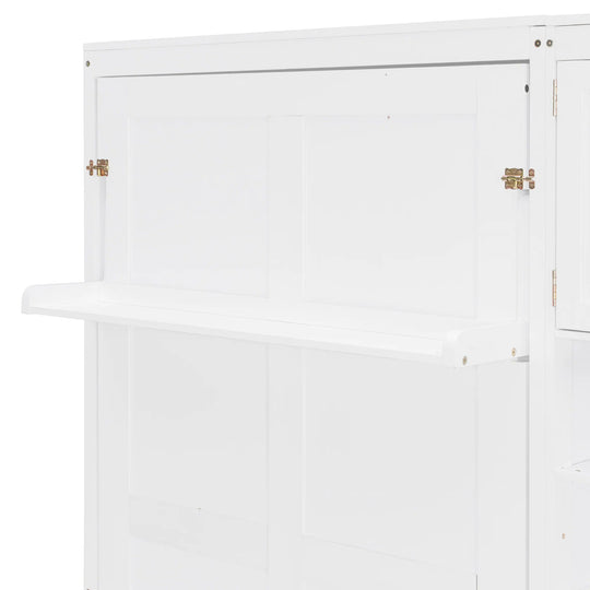 Dual Twin Size Wall Murphy Beds with Cabinets and Shelves, Space-Saving Design