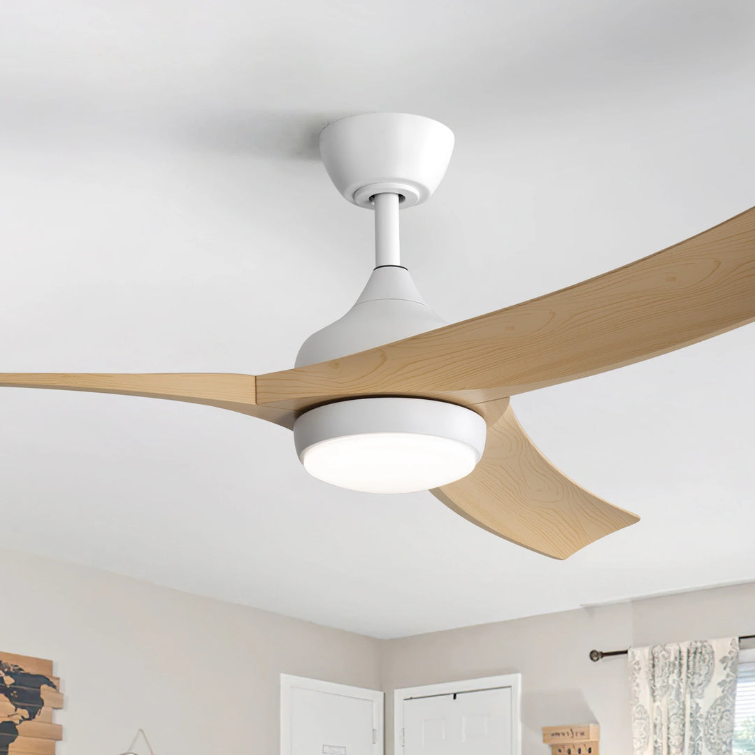 Sofucor 42"/48"/ 52"/60"Noiseless Walnut Wood Ceiling Fan with Remote Control, Integrated Light Optional