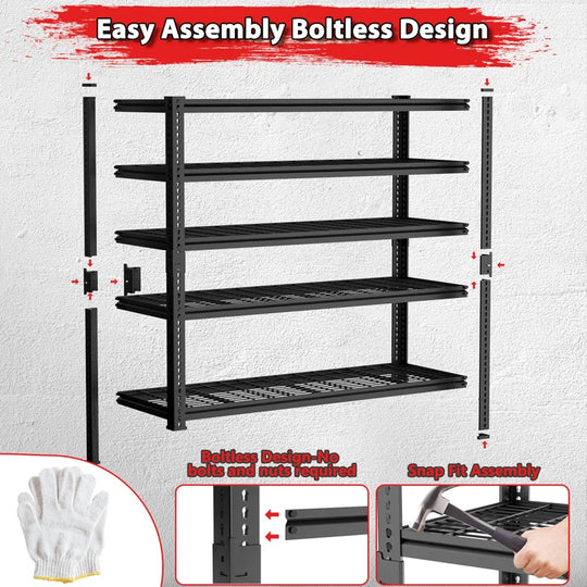 Rikuto Adjustable Heavy Duty Metal Shelving Unit for Garage,Pantry,Storage,Toolsheds, Warehouses