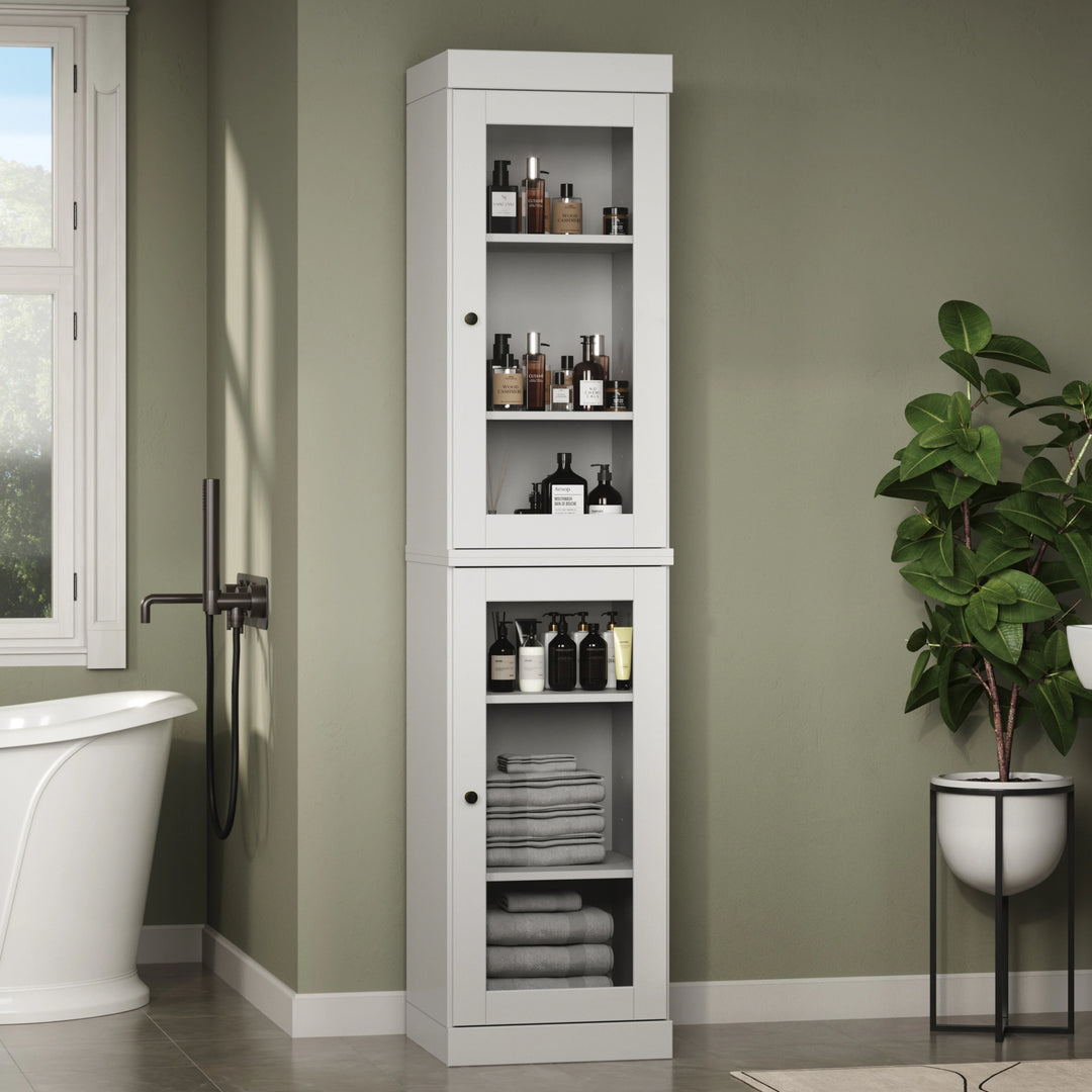 100% Solid Wood Bathroom Storage Cabinet, Adjustable Shelves, 16.5" Wide, 35.75" Tall