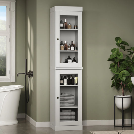 100% Solid Wood Bathroom Storage Cabinet, Adjustable Shelves, 16.5" Wide, 35.75" Tall