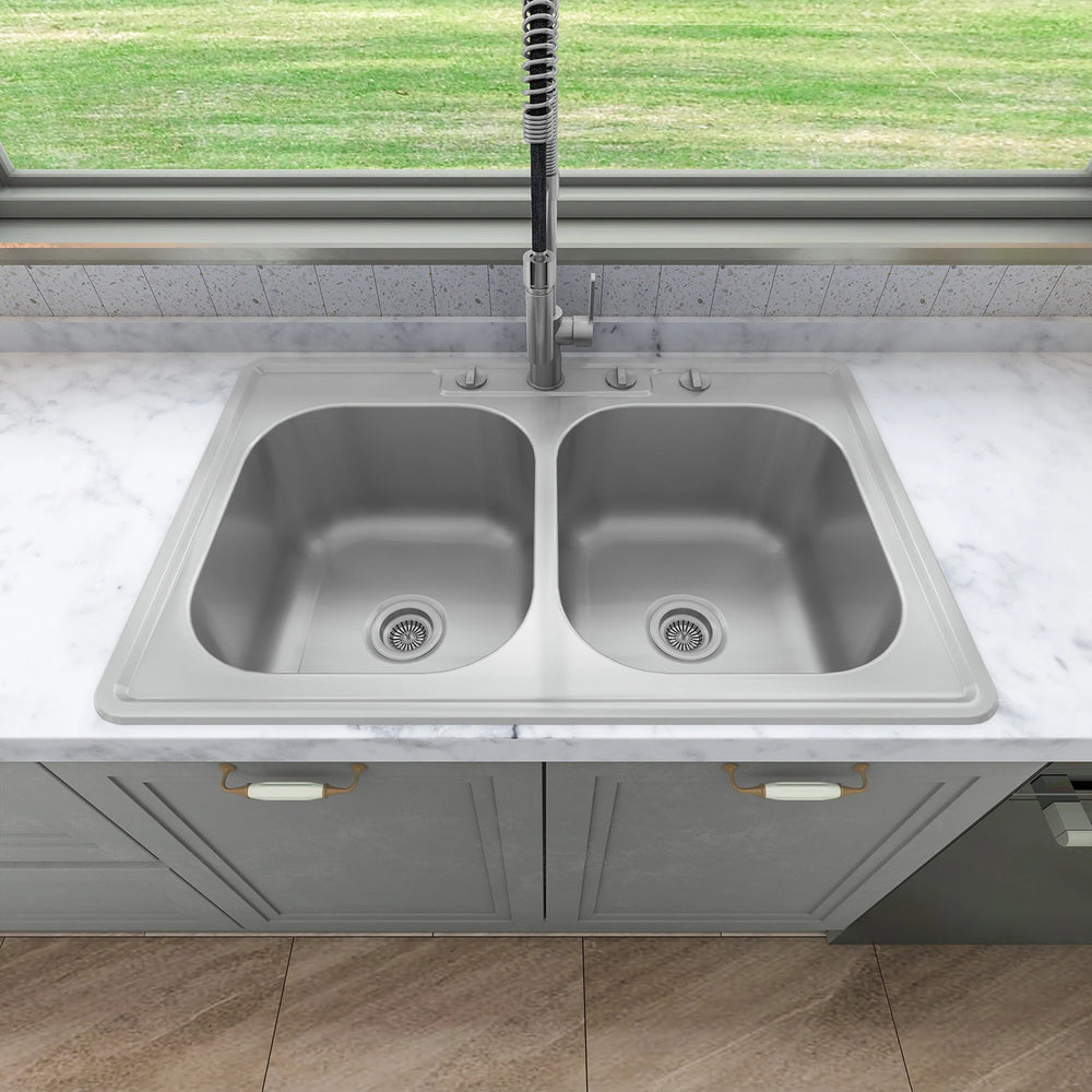 Drop in Double Bowl 304 Stainless Steel Kitchen Sink