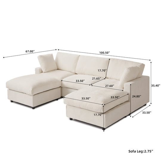 Modern Cloud Sectional Couches for Living Room Set, Chenille U-Shaped Sofa Couch