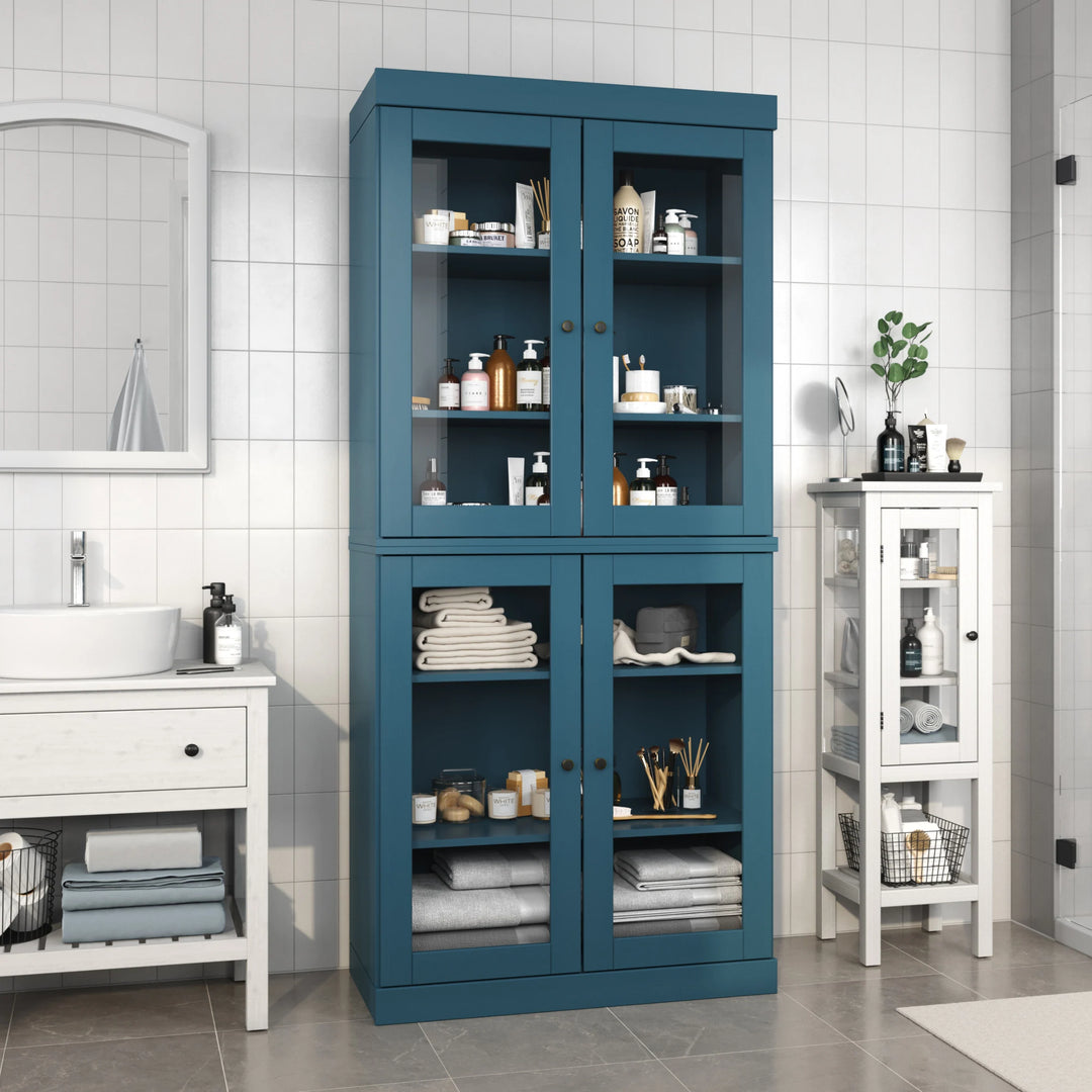 100% Solid Wood Bathroom & Laundry Storage Cabinet, Raised Panel Doors, Adjustable Shelves, 32" Wide, 71.5" Tall