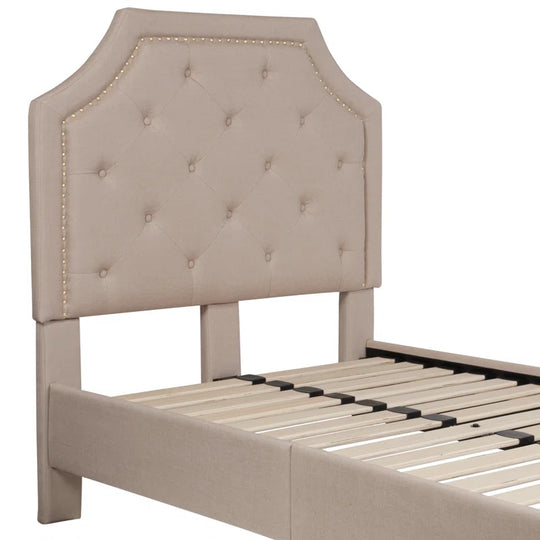 Aluino Arched Button Tufted Upholstered Platform Bed Frame - No Box Spring Required
