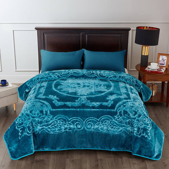 Embossed Floral Bed Blanket 85"X95" - 9Lbs