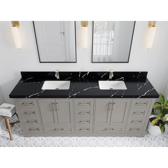 Willow Collection 84 in W X 22 in D X 36 in H Boston Double Bowl Sink Bathroom Vanity with Countertop