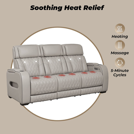 Boyington Gray Power Reclining Sofa - 86" W X 38.5" D X 44.5" H