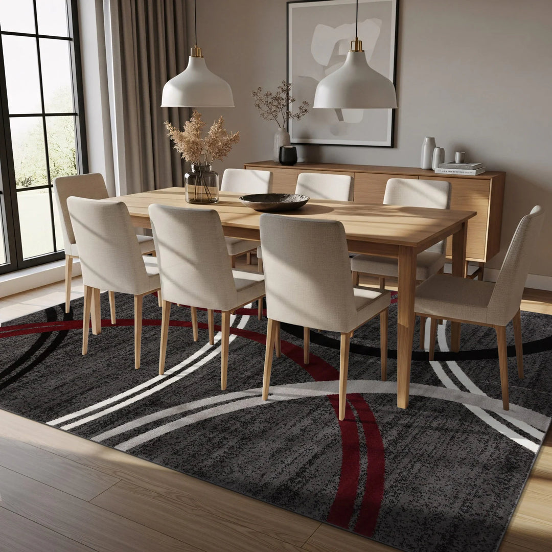 Contemporary Abstract Circles Design Area Rug