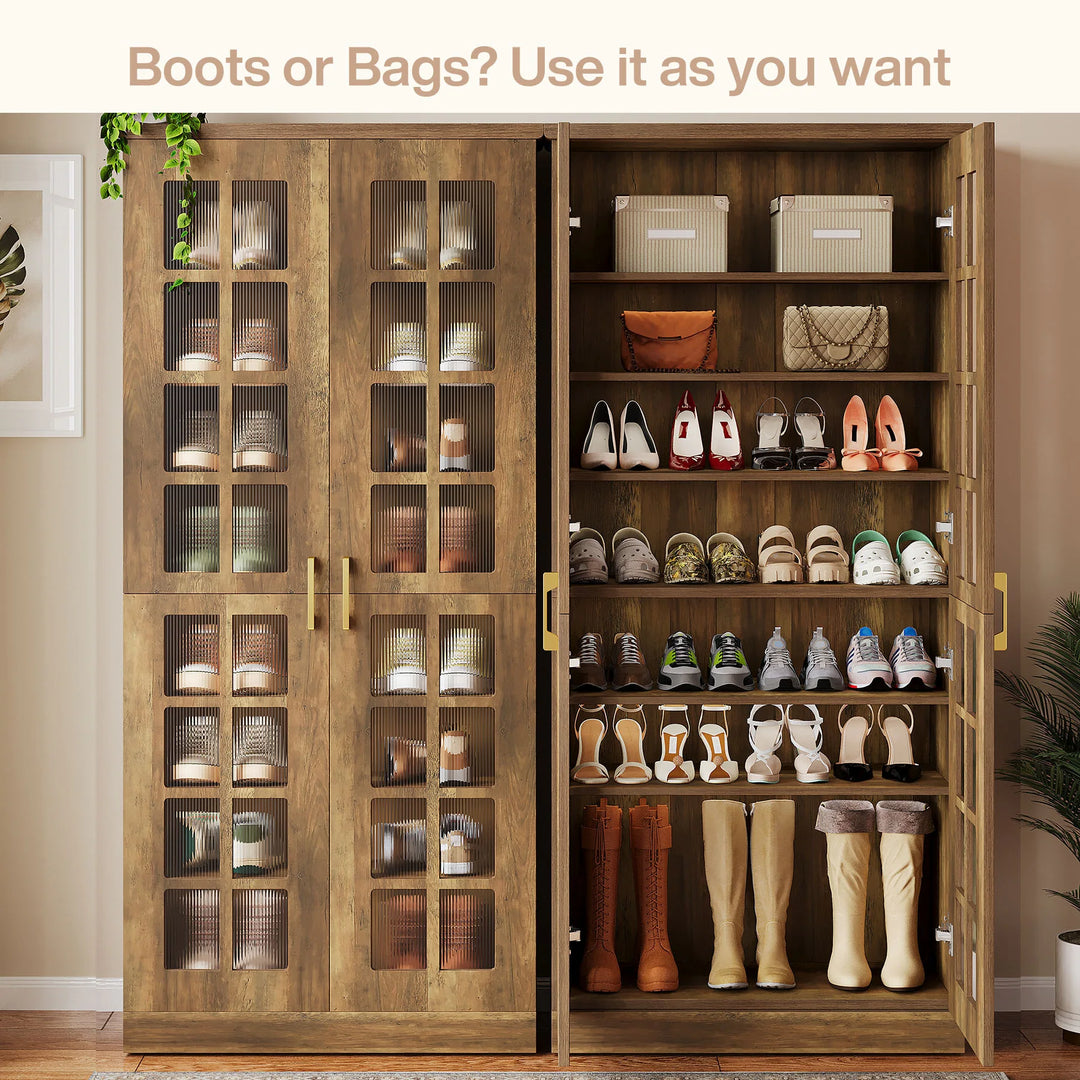 9-Tier Shoe Cabinet with Adjustable Shelves and Doors (71 Inches)
