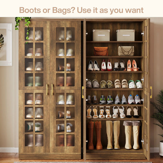 9-Tier Shoe Cabinet with Adjustable Shelves and Doors (71 Inches)