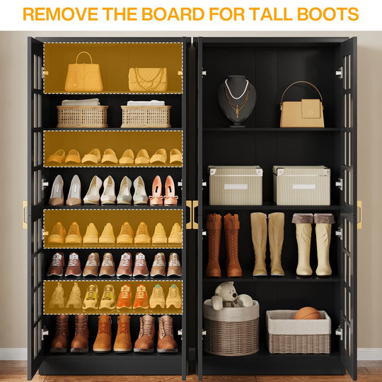 8-Tier Modern Shoe Storage Cabinet with Doors and Adjustable Shelves