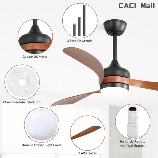 Sofucor 52/60 Inch Ceiling Fan with Integrated LED Light and Remote Control Quiet DC Motor