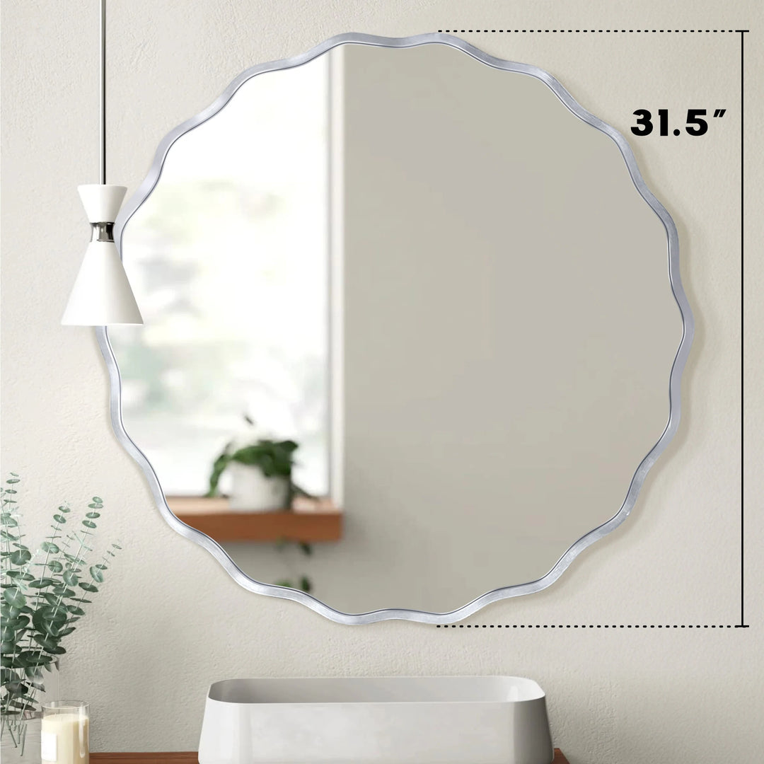 Aluminum Alloy Framed Wavy round Wall Mirror
