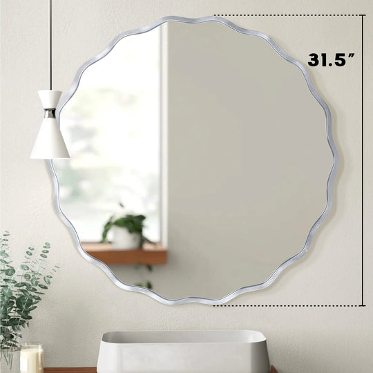 Aluminum Alloy Framed Wavy round Wall Mirror