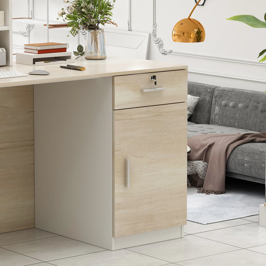 Reception Desk Wood Front Counter Table W/ Lockable Storage by