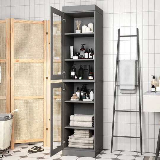 100% Solid Wood Bathroom Storage Cabinet, Adjustable Shelves, 16.5" Wide, 35.75" Tall