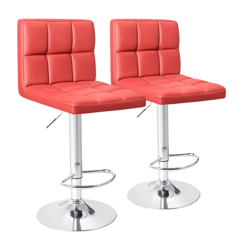 Swivel Upholstered Adjustable Height Counter Stool with Metal Frame