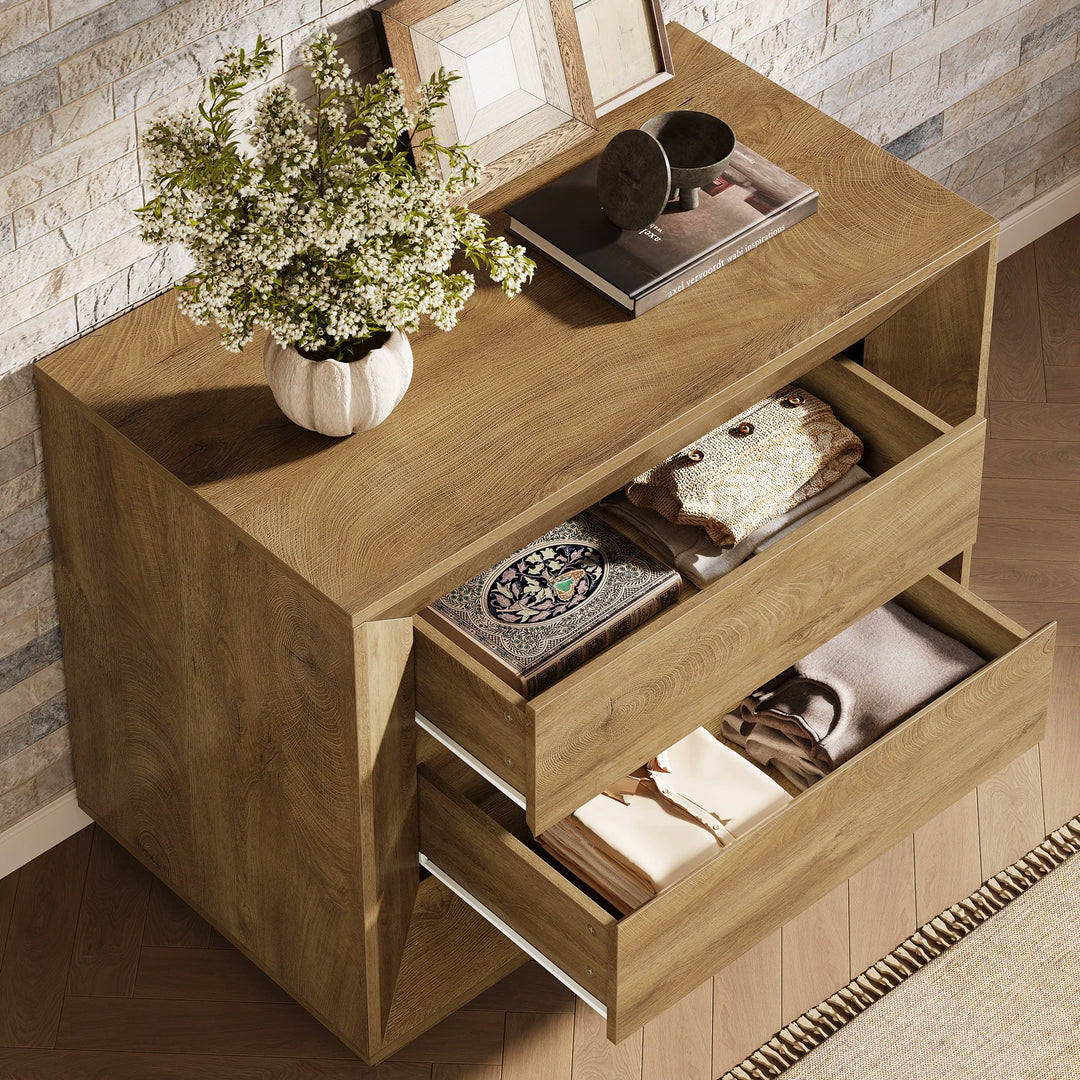 Oversized Wide Nightstand Set of 2, 35.4" Large Night Stand with Drawers