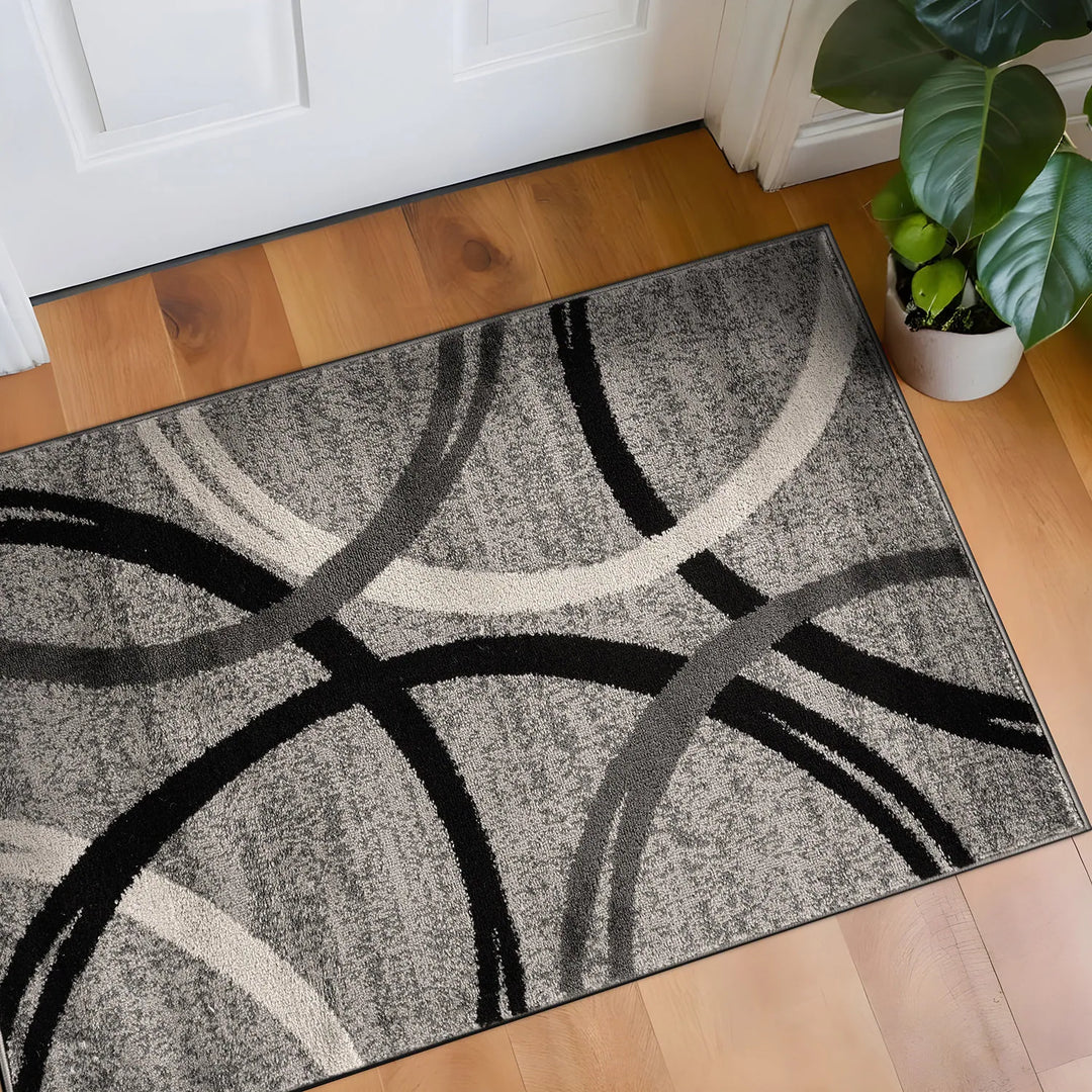 Contemporary Abstract Circles Design Area Rug