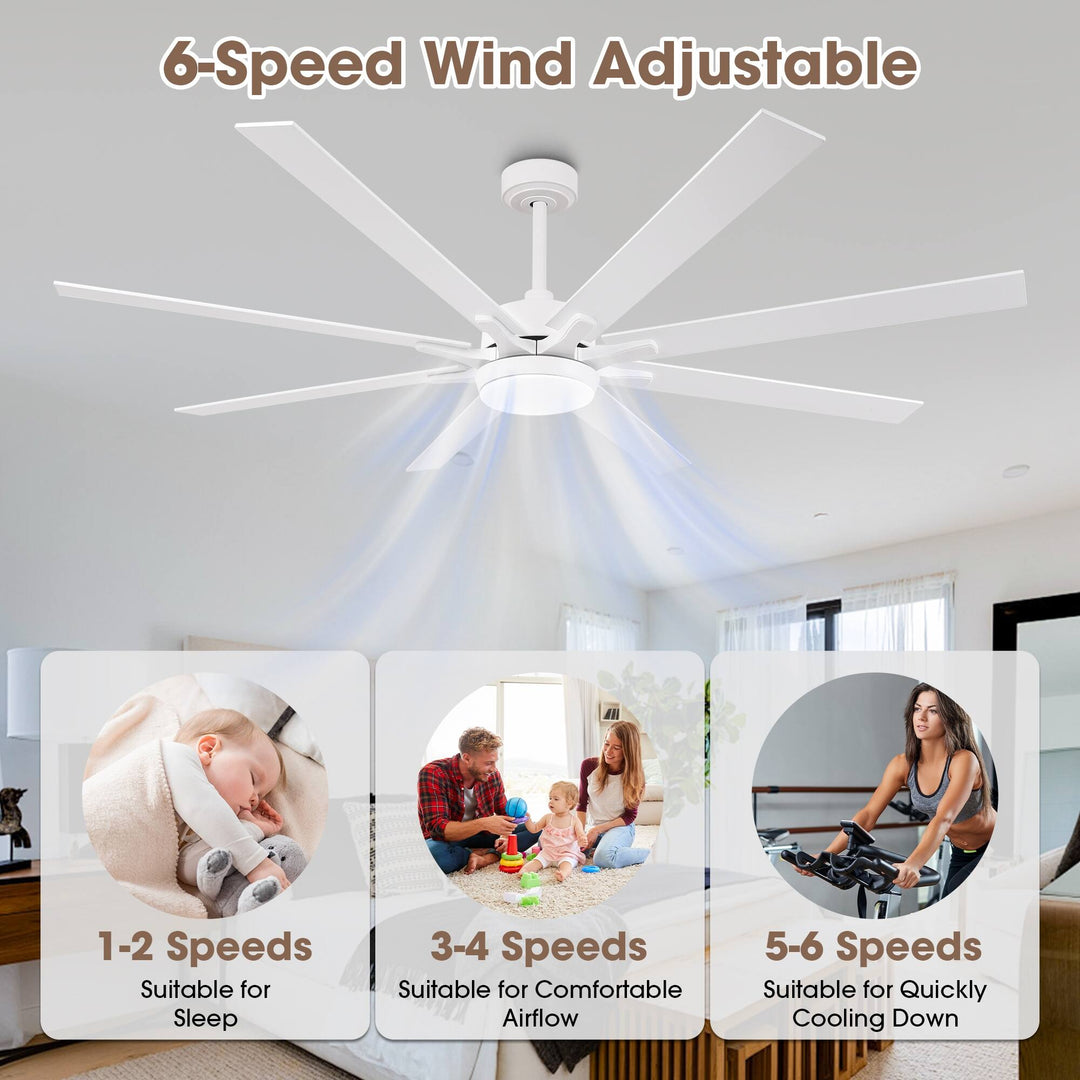 65-Inch Modern Reversible Dimmable Large Ceiling Fan with Light and Remote